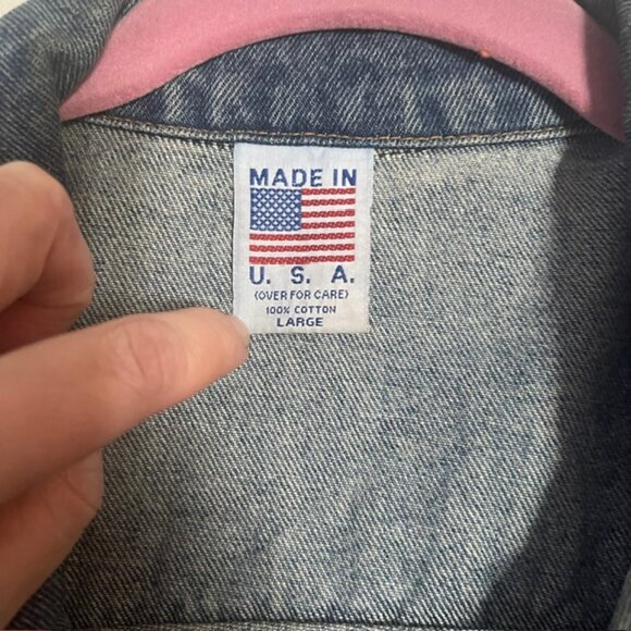 VTG 90s Gibson Guitar Men's Large Embroidered Blue Trucker Denim Jacket USA - Picture 4 of 16